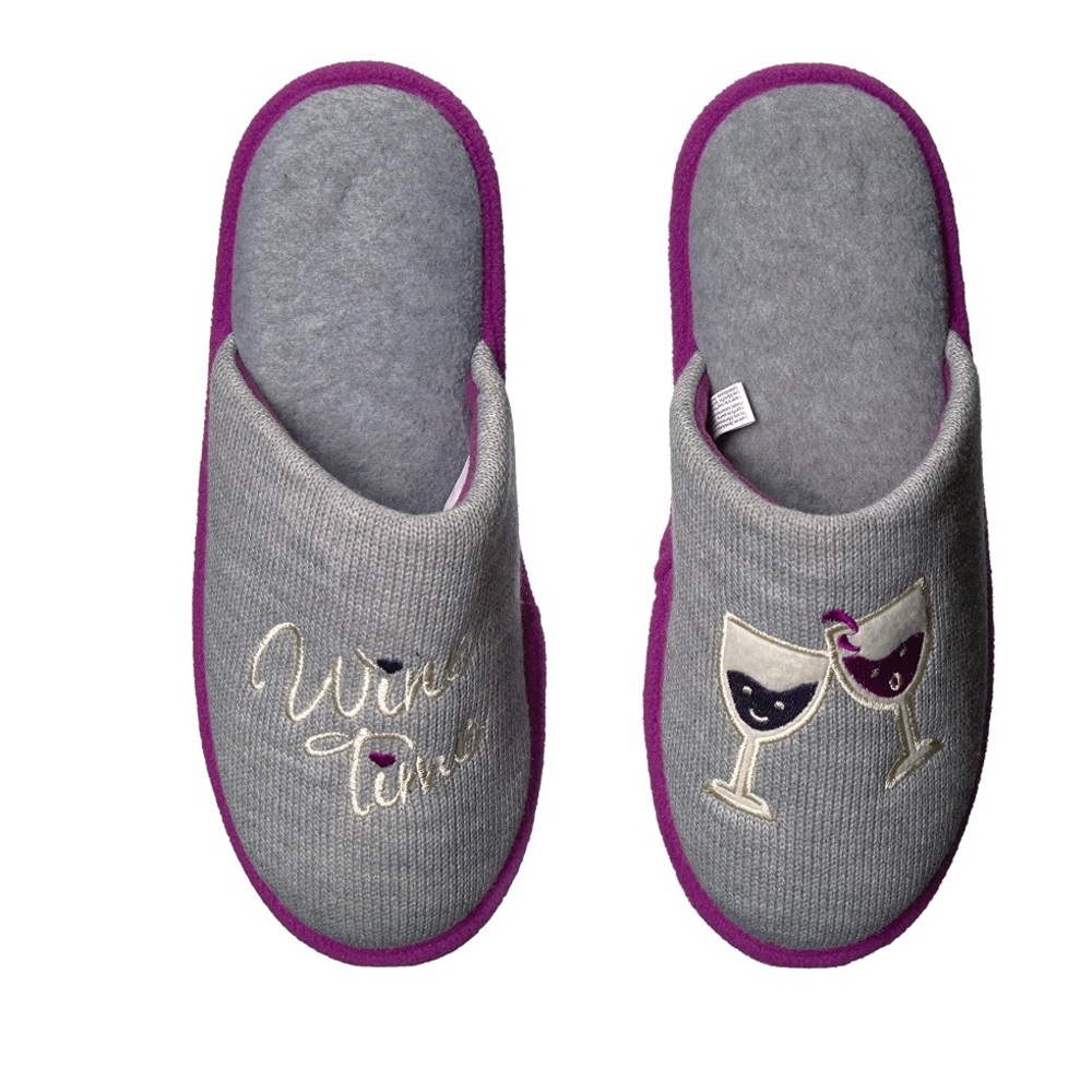 Dearfoams Light Grey Slippers & Eye Mask Set-Small